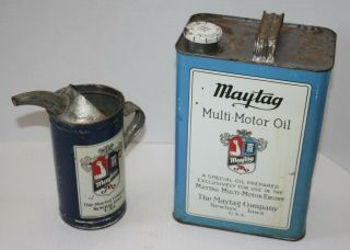 Vintage Maytag 1 Gallon Multi - Motor Oil Can & Fuel Mixing Can