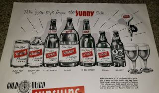 Sunshine Beer Paper Sign Reading,  PA Cone Top Can Flat Top Bottle Tap Knob 2