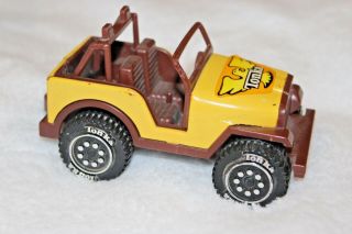 Vintage Tonka Toy Jeep 1979 Hong Kong Yellow Brown Metal 5 " Long Metal