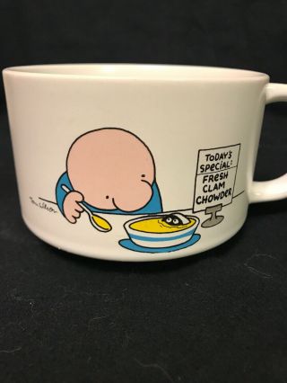 Vintage Ziggy Soup Bowl Cup Today’s Special Fresh Clam Chowder 1980