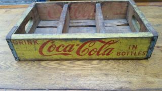1964 Chattanooga Tn Yellow Coca Cola Wooden Crate Vintage Coke Collector Tray