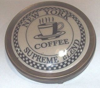 York Coffee Supreme Blend Brass And Ceramic Round Sign/plaque
