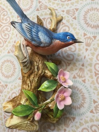 Bluebird Floral Porcelain Figurine Ethan Allen American Traditional 3221 2