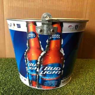 Bud Light NFL Teams ICE BUCKET Galvanized METAL Beer HANDLE Bottle CAN 2