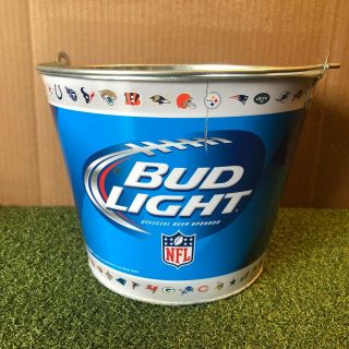 Bud Light NFL Teams ICE BUCKET Galvanized METAL Beer HANDLE Bottle CAN 3