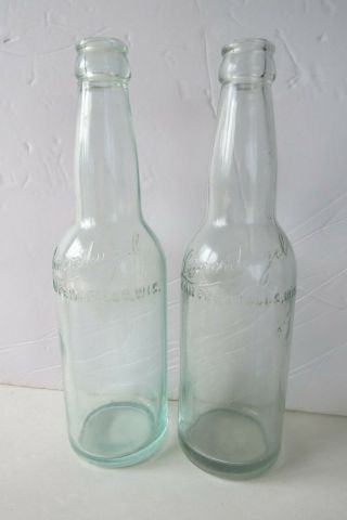 2 Vintage Clear Glass Leinenkugel Beer Bottles