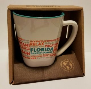 Dunkin Donuts Florida Destinations Coffee Mug Cup 2017 Ceramic Fl State Dd