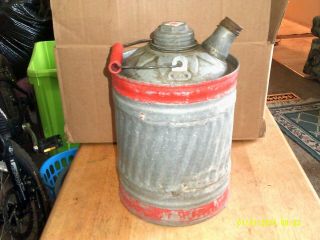 Vintage Galvanized Metal 1 Gallon Gas Can