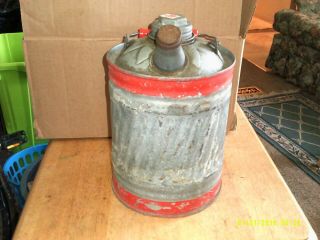 Vintage Galvanized Metal 1 Gallon Gas Can 4
