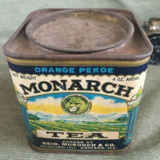 Vintage Monarch Orange Pekoe Tea Tin CARDBOARD Can 4oz 3