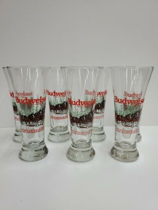 7 - Vintage 1989 Budweiser King Of Beers " Clydesdale Christmas " Beer Glass