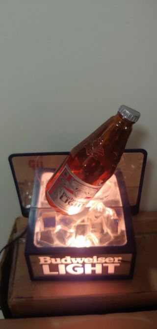 Vtg 1980s Bud Light Beer Bottle Lighted Advertising Budweiser 3d Sign Display