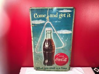 Very Rare 1940s Coca Cola 28 " Cardboard Advertising Sign What You Want Is A Coke