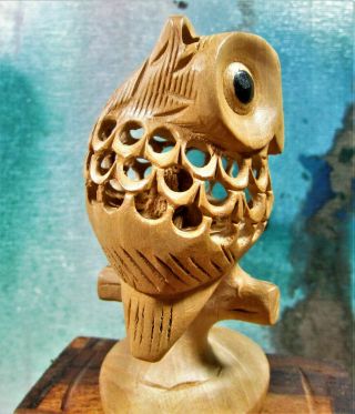 Vintage Japanese Hand Carved Owl with Baby Inside JM38 5