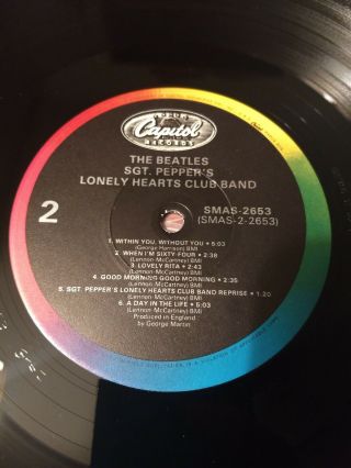The Beatles 1967 Capitol Records; SGT Peppers Vinyl 33 NM,  Stereo SMAS 2653 4