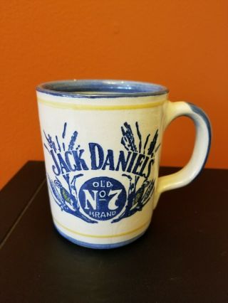 Jack Daniels Old No.  7 Louisville Stoneware Coffee Mug Blue