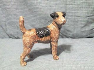 Cast Iron Airedale Wire Haired Fox Terrier Doorstop Bank Statue