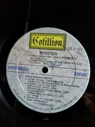 3 record set WOODSTOCK Soundtrack Cotillion SD 3 - 500 Richmond Press 3Lp 6