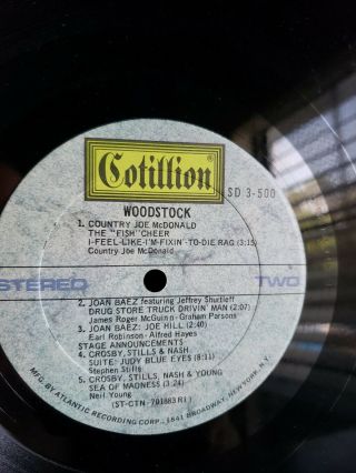 3 record set WOODSTOCK Soundtrack Cotillion SD 3 - 500 Richmond Press 3Lp 7