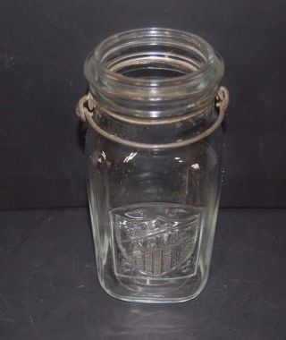 Vintage Acme Canning Jar 8 " Acme Brand Embossed Quart Size Clear Glass
