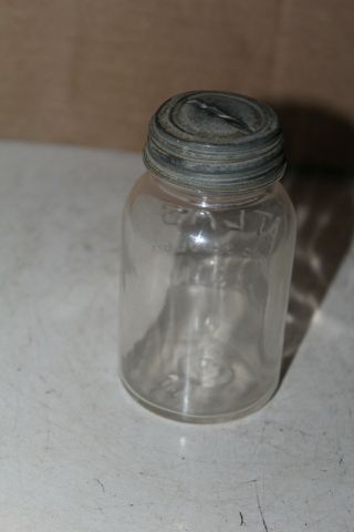 Vintage Mini Atlas Strong Shoulder Mason Jar Bank Miniature Zinc Lid Rare 3