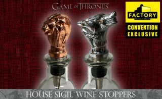 Game Of Thrones " House Sigil Wine Stopper Set " 2018 Sdcc Exclusive Nib