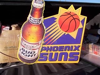 Budweiser Bud Light Beer Phoenix Suns Nba Basketball Team Logo Tin Sign 21 By 23