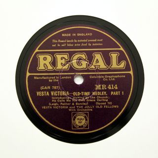 Vesta Victoria (music Hall) " Old - Time Medley " (e/e, ) 1931 Regal Mr - 414 [78 Rpm]