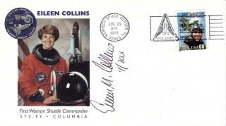 Eileen Collins Signed Cover 1st Flight Female Shuttle Commander Sts - 93