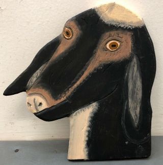 1990 Menno Shirk Folk Art Goat Head 7.  5”x7.  75”hand Made