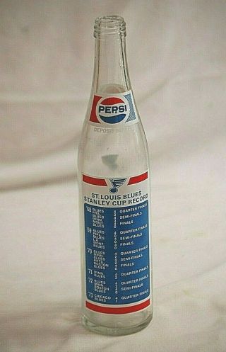 Pepsi - Cola 1974 St Louis Blues Stanley Cup Beverages Soda Pop Bottle Glass 16 Oz