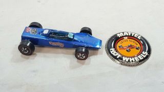 Vintage 1969 Mattel Hot Wheels Redline Lotus Turbine Indy Car W.  Button Blue Ex