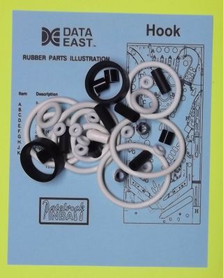 1992 Data East Hook Pinball Rubber Ring Kit