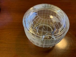 Vintage Nescafe Nestle Sugar Bowl W/ Lid World Globe Map Etched Glass