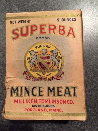 Advertising Cardboard Box General Store Superba Mince Meat Portland Maine