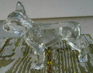 Vintage Clear Glass Candy Dish Heavy French Bulldog Boston Terrier