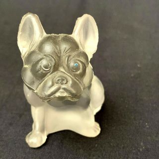 Vintage Boston Terrier French Bulldog Clear Glass Figurine
