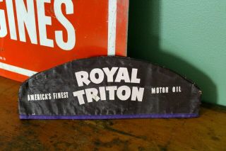 Vintage Royal Triton Motor Oil Gas Station Attendant Hat Cap Old Advertising