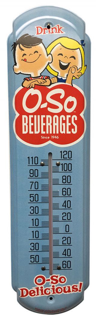 O - So Beverage Soda Thermometer Vintage Old Style Metal Sign