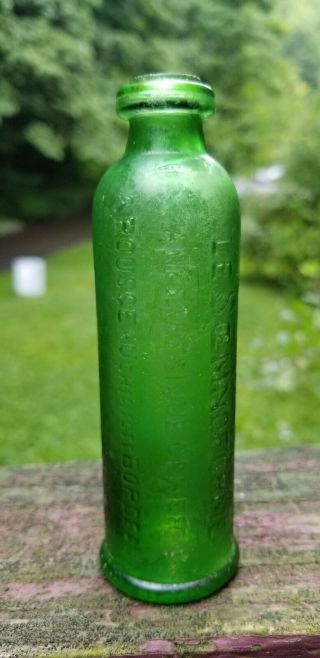 Very Old Emerald Green Sheared Top Anesthesia Bottle Patina Knock N Elephant Out