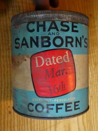 1931 Vintage Chase and Sanborn ' s Coffee Tin Can paper label March 16 D 3