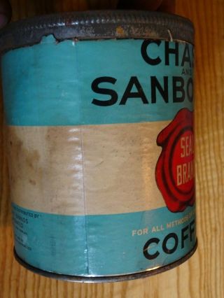 1931 Vintage Chase and Sanborn ' s Coffee Tin Can paper label March 16 D 5