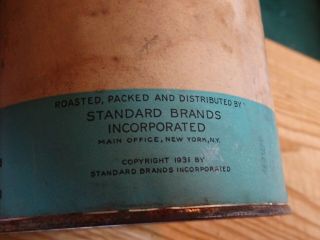 1931 Vintage Chase and Sanborn ' s Coffee Tin Can paper label March 16 D 6