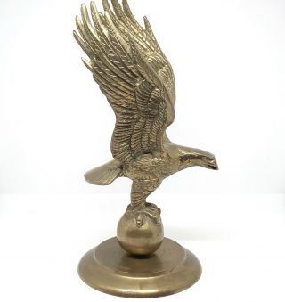 Vintage Brass Bald Eagle Statue Figurine 11 Inches Tall Aged Patina Bird Decor