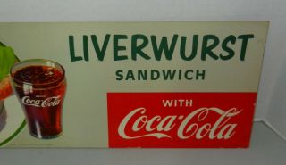 Vintage 1953 Coca Cola Liverwurst Sandwich Channel Card Advertising Sign C - Board 3