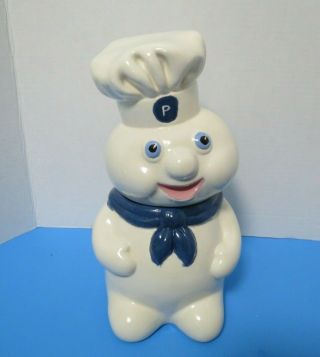 Vintage 1988 Pillsbury Doughboy Ceramic Cookie Jar Handpainted 11 " Tall