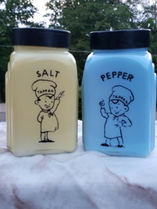 Vintage Mckee Milk Glass Tappan Range Salt & And Pepper Shakers