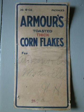 Rare ANTIQUE ARMOUR ' S CORN FLAKES VINTAGE GENERAL STORE BREAKFAST FOOD SIGN 2