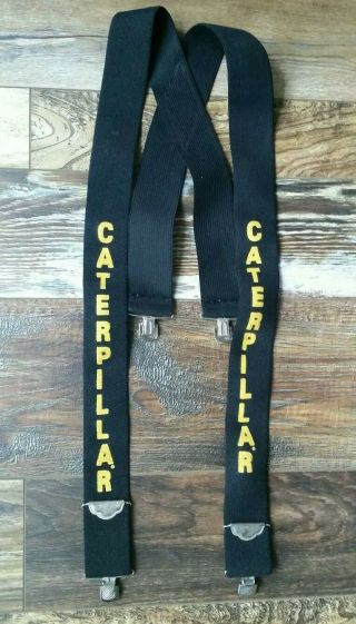 Caterpillar Suspenders black & yellow Construction Farm Equipment CAT 2