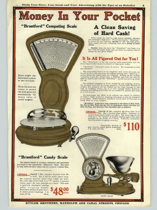 1923 Paper Ad Brantford Computing Scale Candy Produce Cottage Sewing Machine